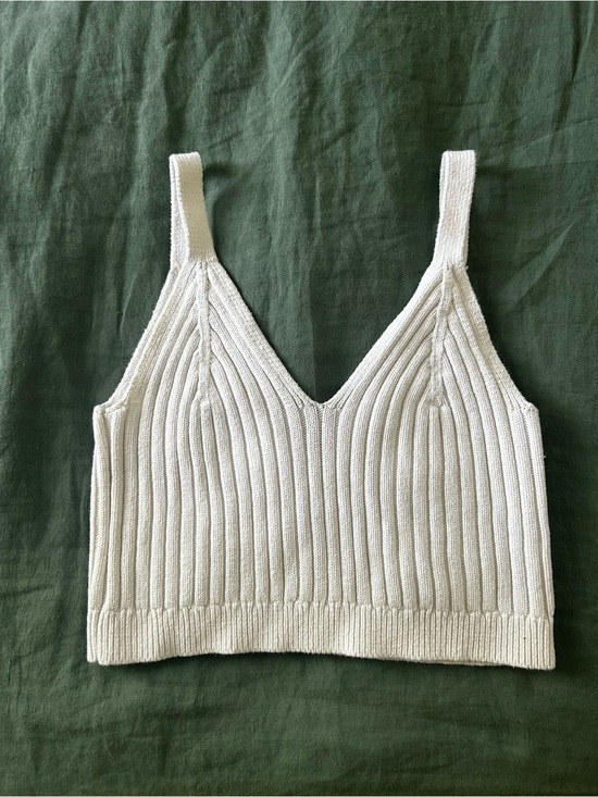 aerie Tops - aerie White Ribbed Knit Crop Tank